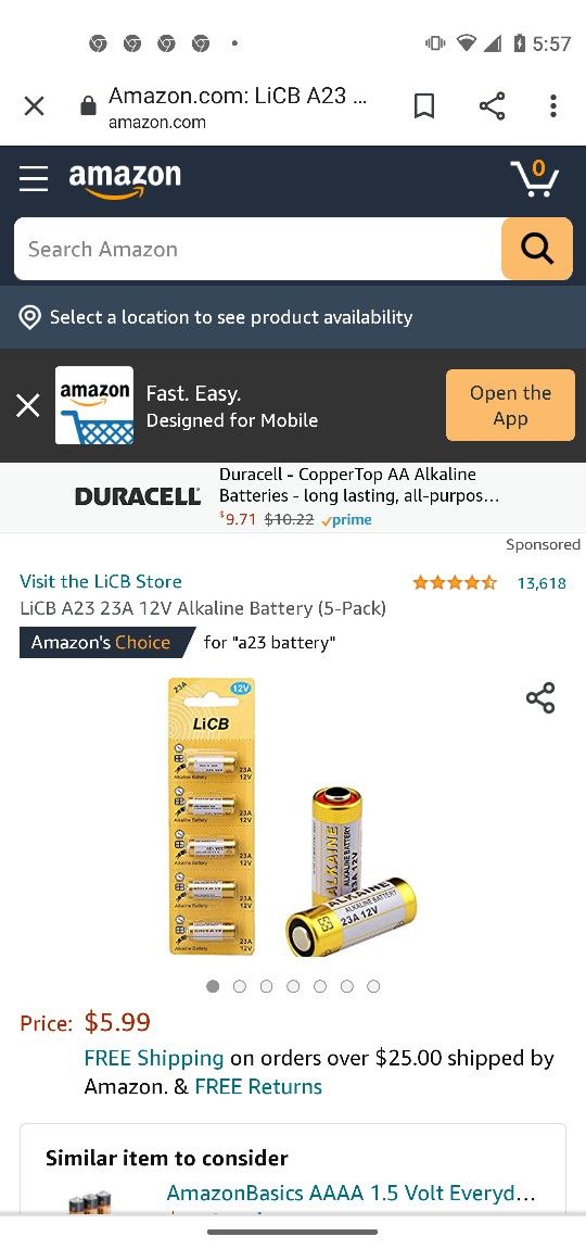 12-v T Alkaline Battery Five Pack