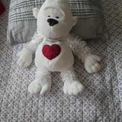 Plush White Gorilla With Red Hearth