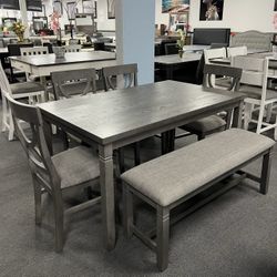 6PC Gray Dining Table Set 