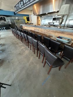 Brown leather chairs