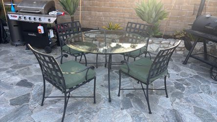 Wrought Iron Patio Table and 4 Chairs Set