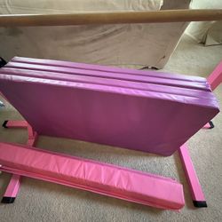 Gymnastics Bar with Gym Mat and Balance Beam