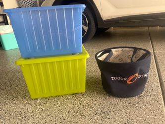 IKEA Plastic Storage Bins, Football storage bin, Set of Three