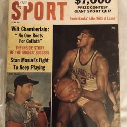 Sport Magazine Ernie Banks' Wilt Chamberlain & Stan Musial April 1963-Great ADS