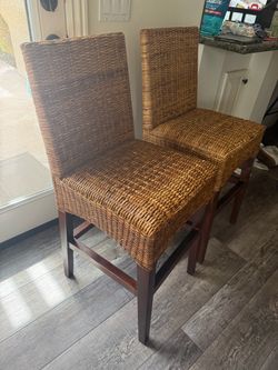 Wicker Rattan Bar Stools Set of 2