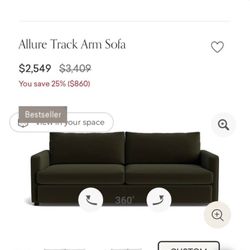 Sofa Couch Allure Track Arm Sofa