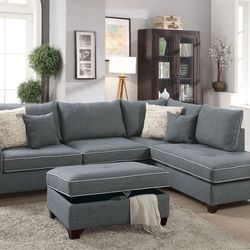 Sectional With Ottoman In Stock For Fast Delivery 