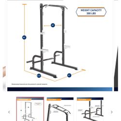 Squat Rack, Bench, Bar And Weights 