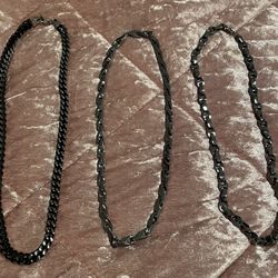 2 Silver 22”Tungsten Chains & 1 Black 24” StainlessSteal Chain (priced separately)