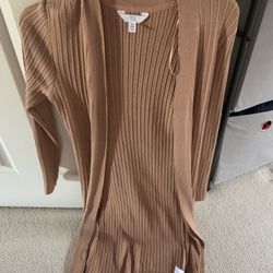 Womens Xs Tan Long Sweater Cardigan