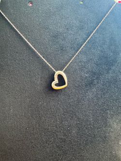 Sterling silver Open Heart Pendant with stone Necklace