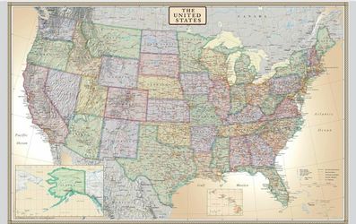24x36 United States, USA US Executive Wall Map Poster Mural (24x36 Laminated)