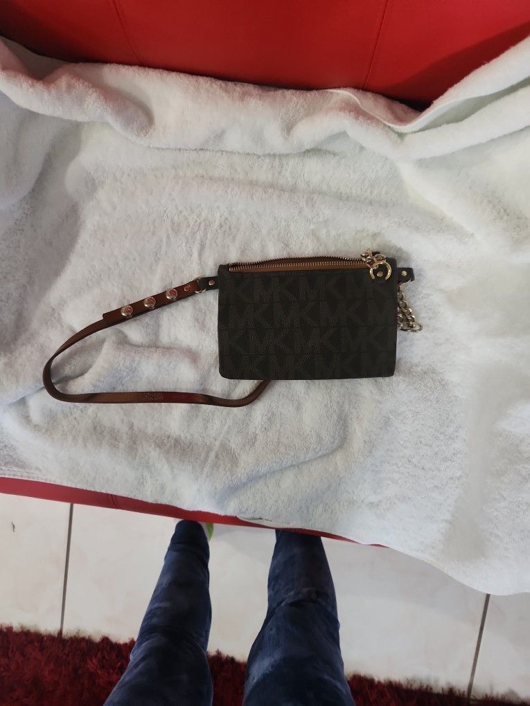 Brown Patterned Michael Kors MK Waist Bag