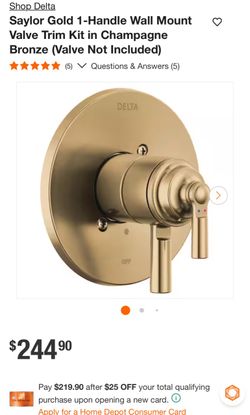 Delta Saylor Gold 1-Handle Wall Mount Valve Trim Kit in Champagne Bronze (Valve Not Included)