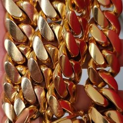 Gold Cuban Link Chain & Cuban Link Bracelet 