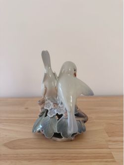 Vintage Royal Copenhagen Denmark Porcelain Two Birds Figurine #402 White Doves Floral 6”