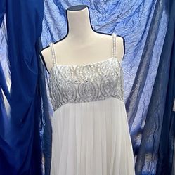 Size 14 White and Silver Gown - JS Collections 