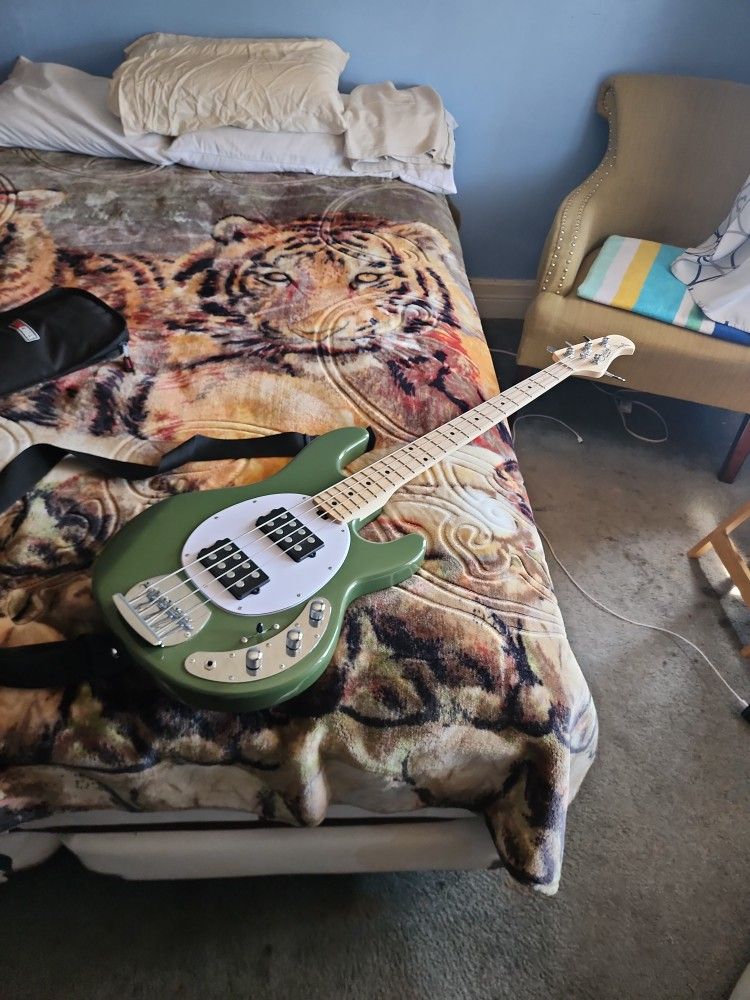 Bass Guitar With Practice Amp and Accessories