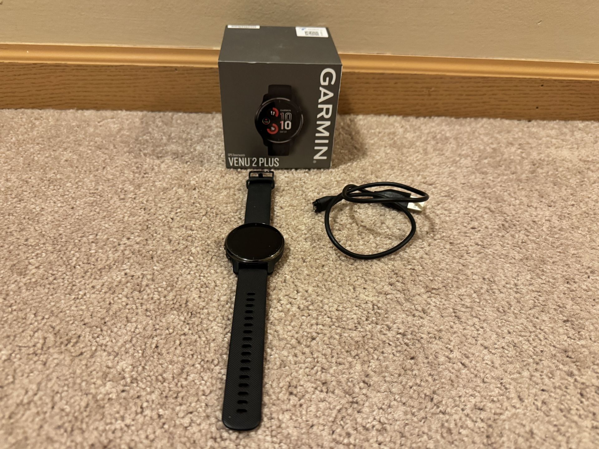 Garmin Venu 2 Plus, Black, Box, Charger, Screen Protector