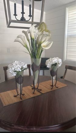 Glass and Metal Vases