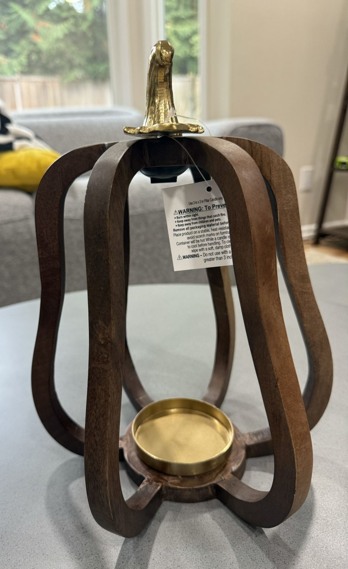 Wooden Pumpkin Candle Holder