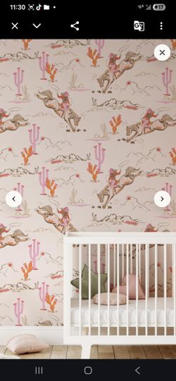 Newberry Boutique Cowgirl Western Rodeo Pattern Removal Wallpaper