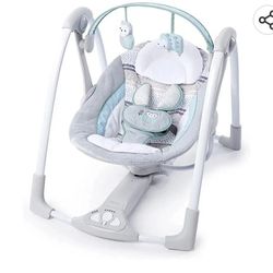 💥B1#15 $75 Ingenuity Compact Lightweight Portable Baby Swing with Music, Nature Sounds and Battery-Saving Technology - Abernathy, 0-9 Months 