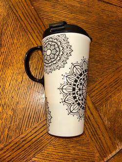 Ceramic Travel Mug with Mandala Print