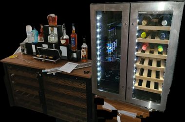 Wine Enthusiast brand dual temperature beverage cooler