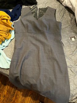 Gray Sleeveless V-Neck Sheath Dress