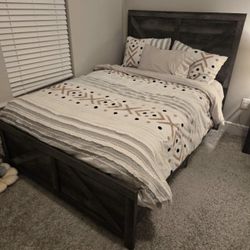 Modern Rustic Bedroom Set – Bed Frame + Nightstand