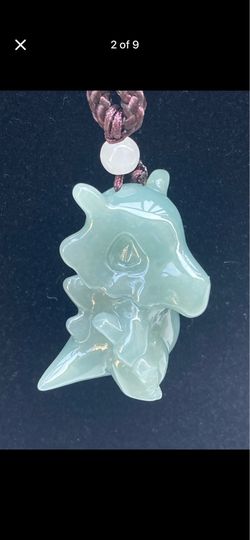 Certificate Jadeite jade green Cartoon pokemon Cubone Pendant