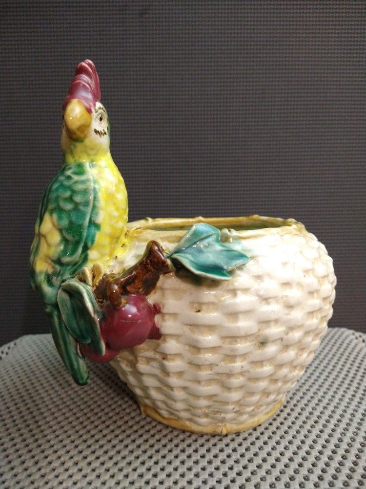 Vintage Chinese Shiwan Pottery Bird Vase