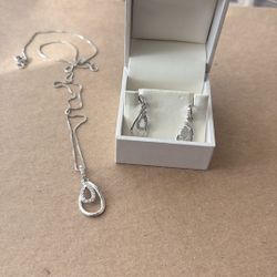 Sterling Silver Necklace And Earrings Set