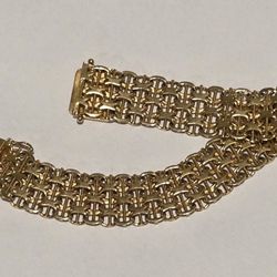 18k Solid Yellow Gold 8.5" Vintage Xo Bracelet 