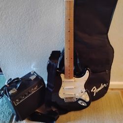Fender Guitar, Amp, And Case