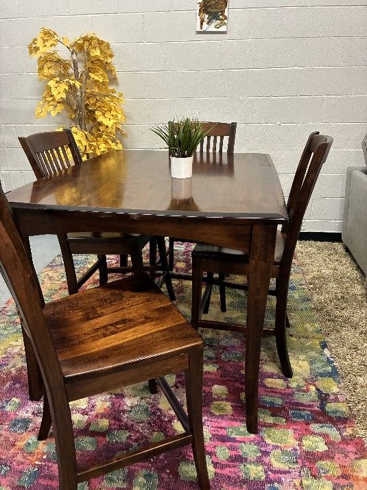 Oakwood Industries Solid Wood Dining Set – Table + 4 Chairs (Made in USA)