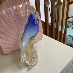 Vintage Blue And Gold Murano Parrot 