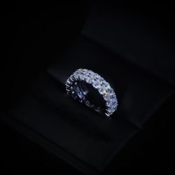 925S / WHITE GOLD SIZE: 10,9,8,7 / WHITE GOLD PLATED 925S/ VVS LAB GROWN DIAMOND  2-ROW RING