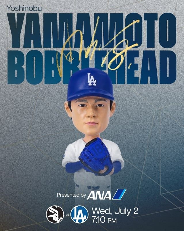 Dodgers vs White Sox 7/2 Tickets Yamamoto Bobblehead SGA