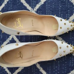 Christian Louboutin studded white leather Heels