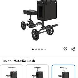 Lightweight Knee Scooter Crutch Alternative, Foldable & Adjustable Knee Scooter for Adults for Foot Surgery, Steerable Knee Walker with Detachable Bas