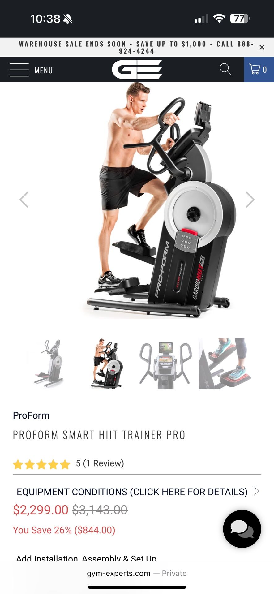 Proform Cardio hIIT Pro Elliptical