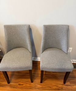 Set of 2 Gray Upholstered Dining Chairs