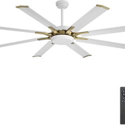 WINGBO 72" Large Industrial Ceiling Fans No Lights, 8 Aluminum Blades, 6-Speed Powerful Brushless DC Motor Reversible, High Volume 9760 CFM at 129 RPM