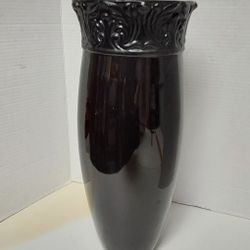 Tall Black Ceramic Decorative Vase 