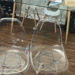 X4 - Four Easy Clear Side Acrylic Chairs 