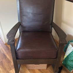 Solid Wood And Leather Rocking Chair