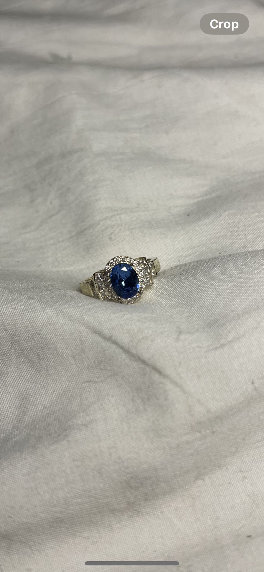 Beautiful Turquoise around Crystal Styled Engagement Ring Size 8