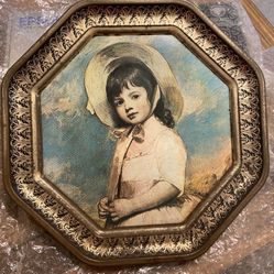 Miss Willough by: George Rommey 12” Octagon 8 Sides Tin Wall Art